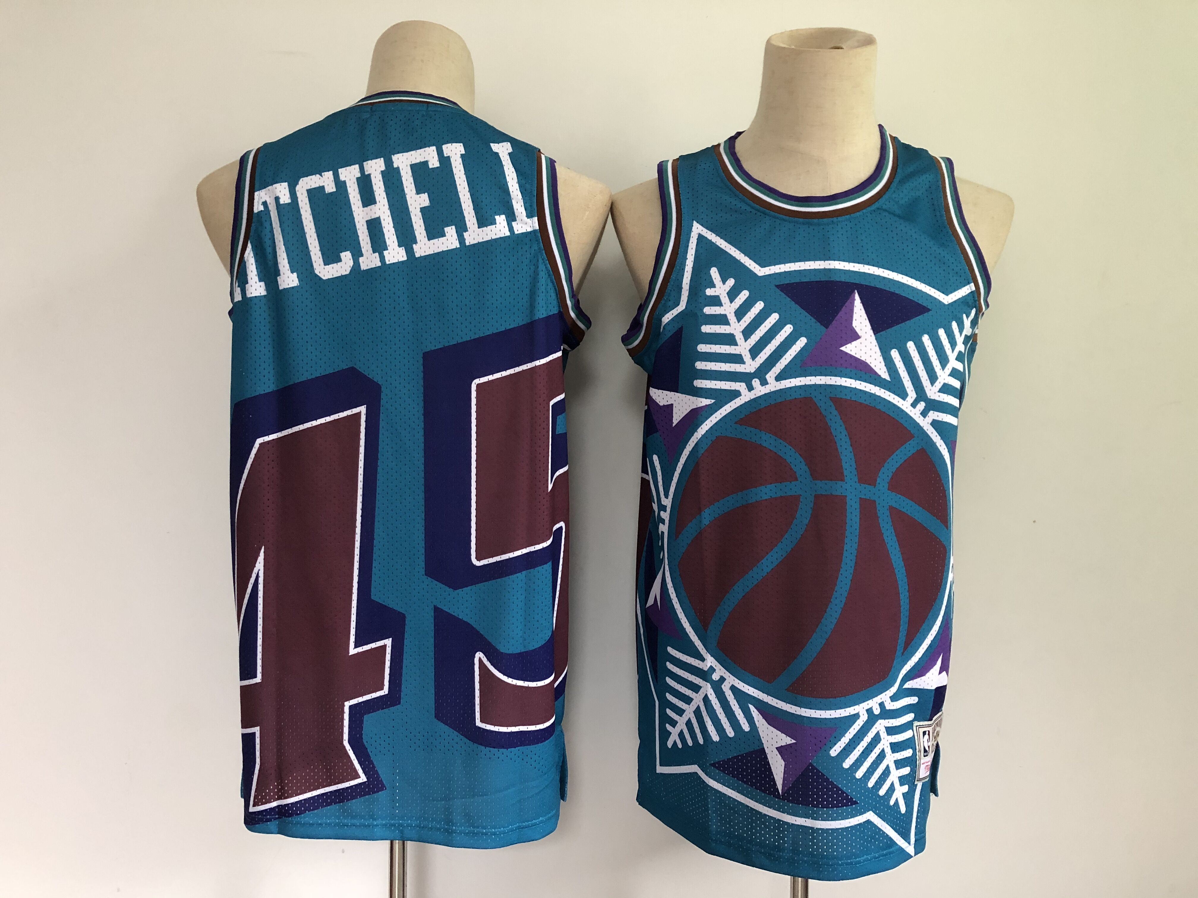 2021 Men Utah Jazz 45 Mitchell blue big face Nike NBA Jerseys